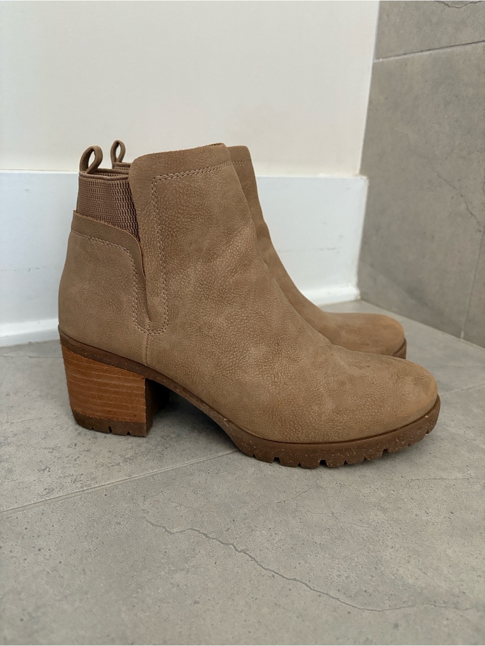 Korks by Kork-Ease Elsie Bootie Women's Suede Block Heel Vegan Leather